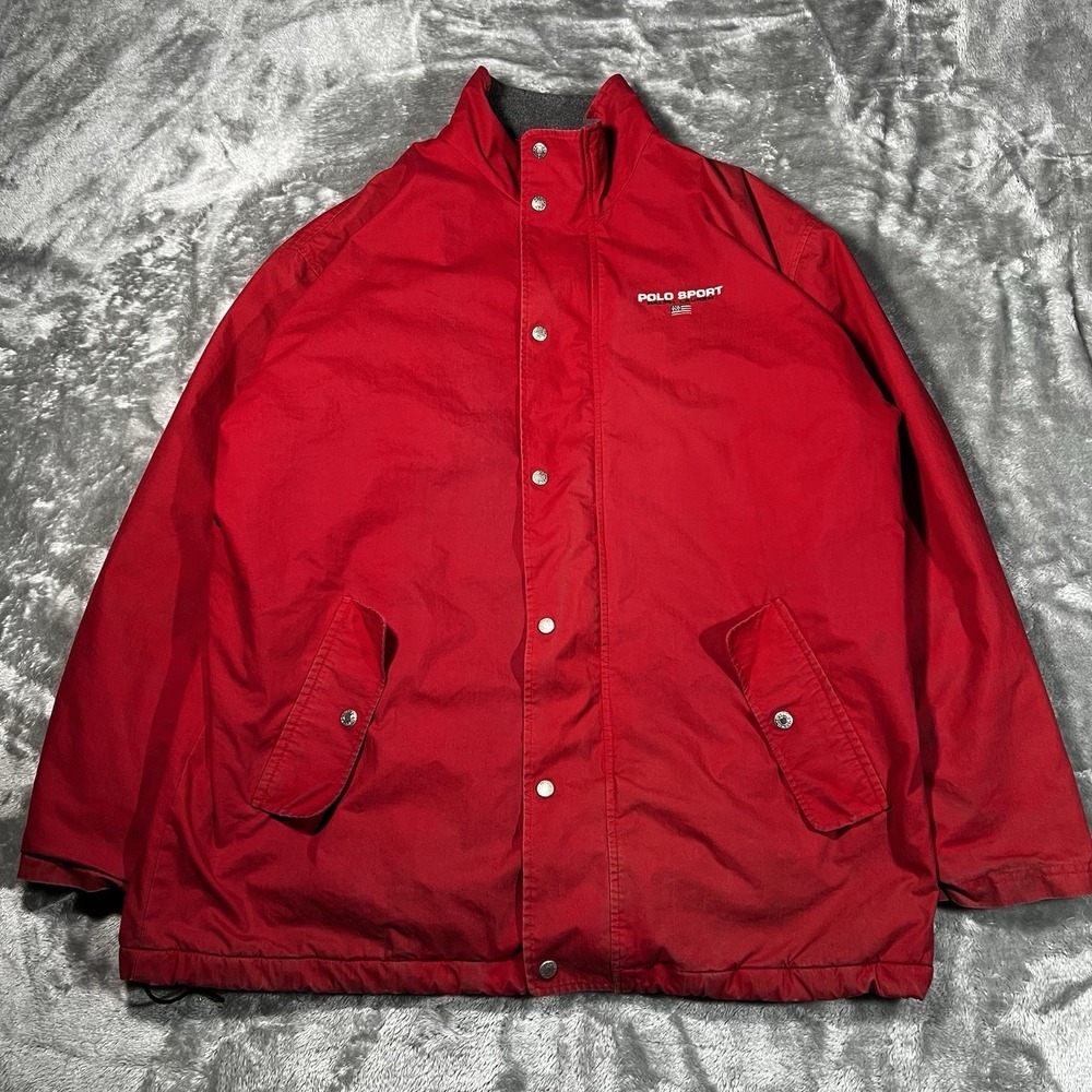 Polo Sport Ralph Lauren Jacket Men Size Large Red Button Zip Coat